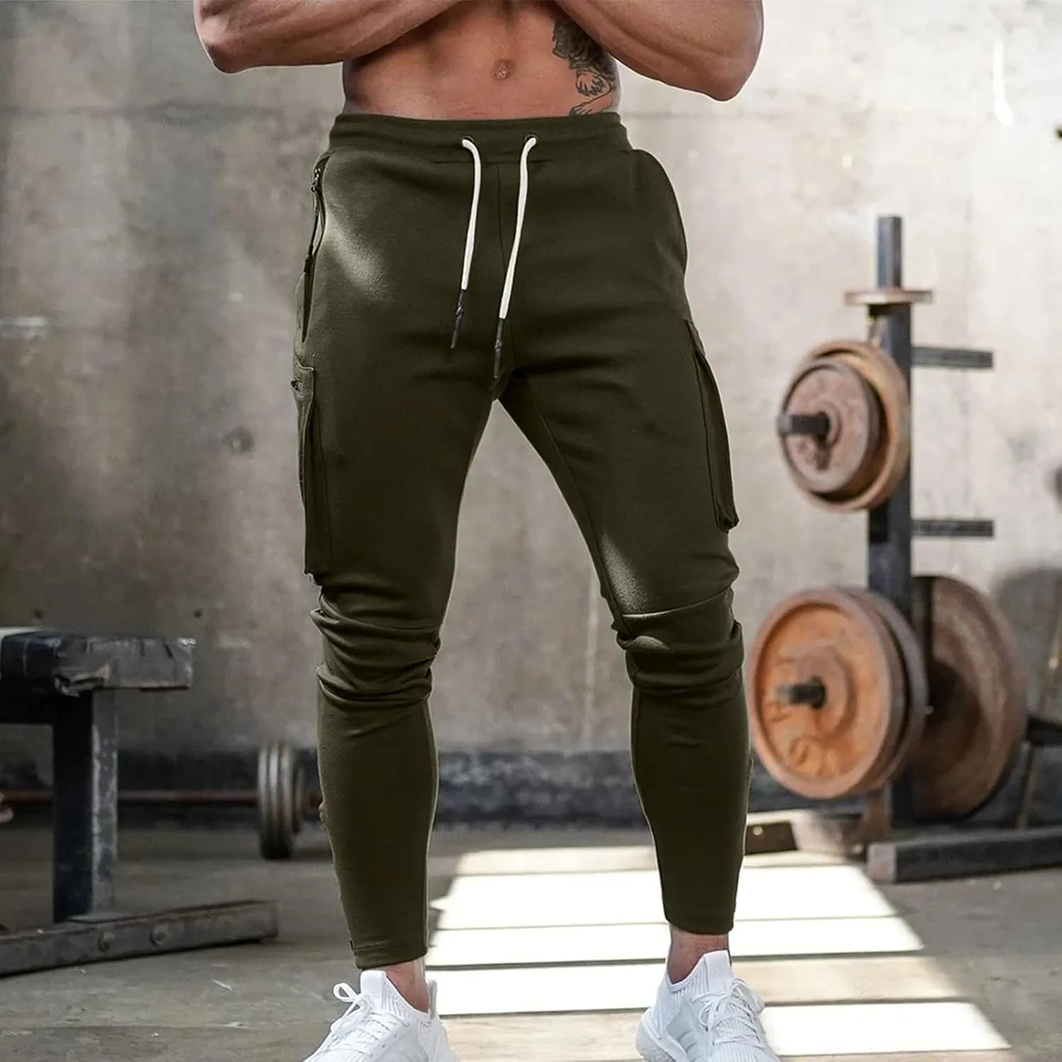 Big and Tall Sweatpants for Men Sports Trousers Drawstring Rope Loose Elastic Joggers Solid Casual Outdoor Long Pants