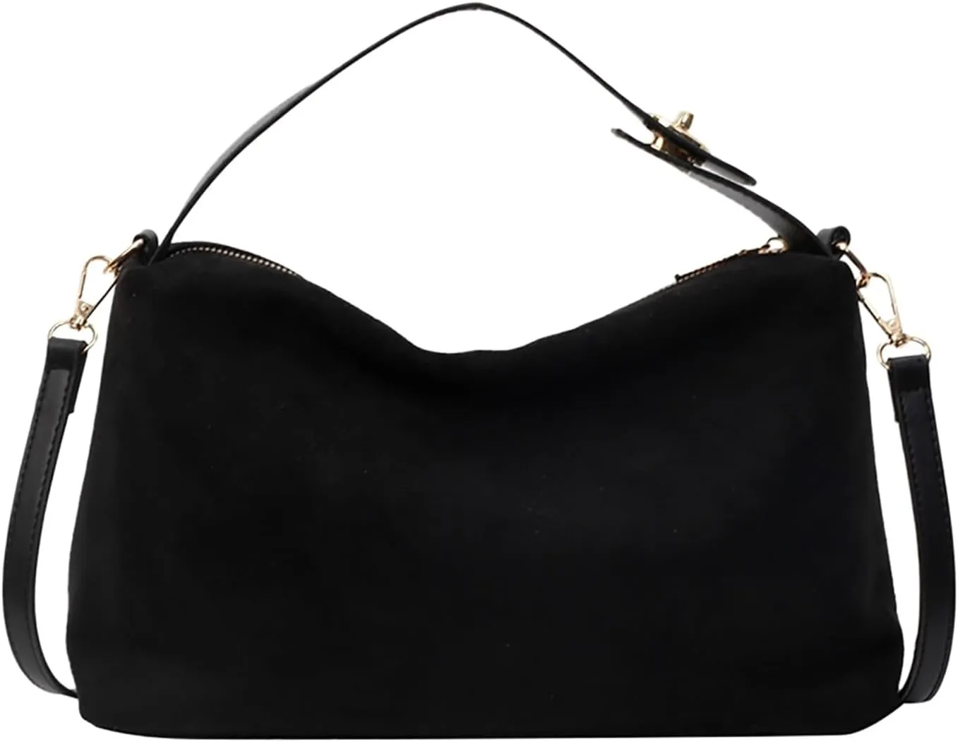 Black Clutch Purses for Women,Travel Must Haves for Women,Suede Shoulder Bags for Women Retro Fall Clutch Saddle Bag Small Tote Bag Satchels Work Purses Slouchy Crescent Handbag