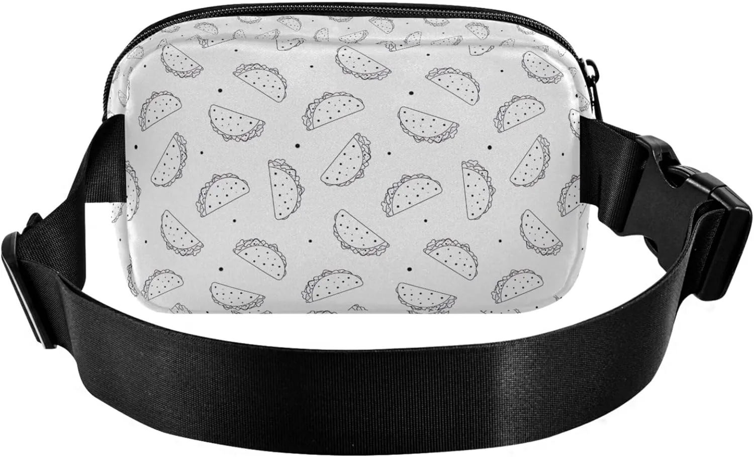 Black White Mexican Taco Waterproof Women Fanny Packs Belt Bag Hip Pack Funny Travel Waist Pack for Men