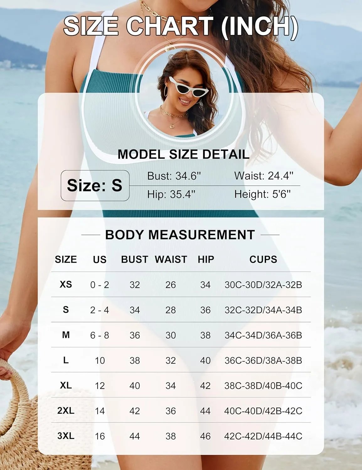 Blooming Jelly Women's One Piece Swimsuit Modest Bathing Suit Color Block Ribbed Swim Suit Slimming Square Neck Swimwear