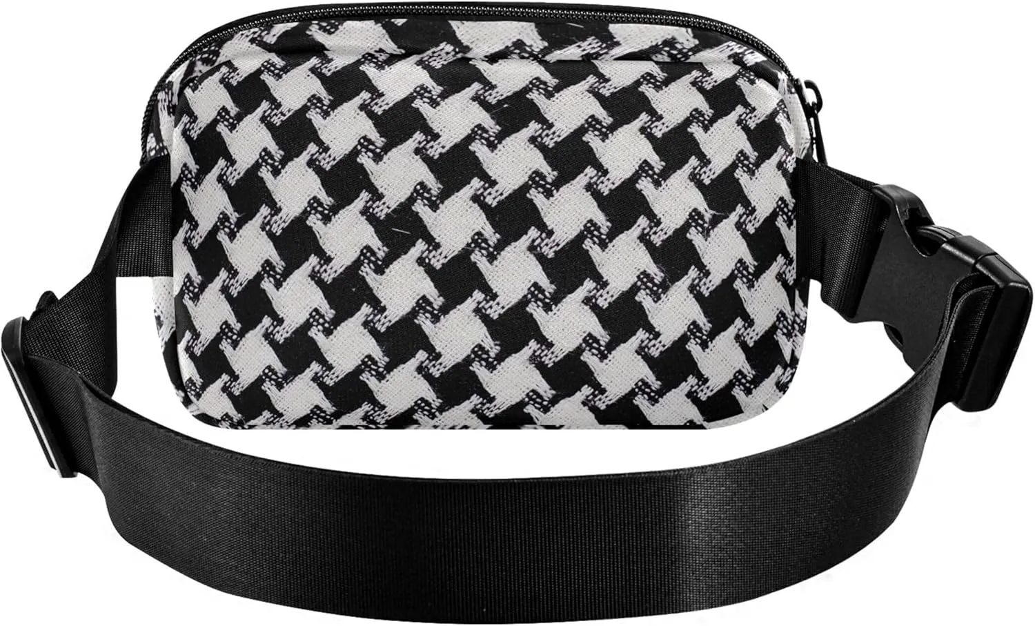 Bold Houndstooth Black White Womens Fanny Pack Hip Bag Belt Purse Waterproof Bright Colored Crossbody Waist Bag