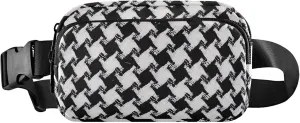 Bold Houndstooth Black White Womens Fanny Pack Hip Bag Belt Purse Waterproof Bright Colored Crossbody Waist Bag