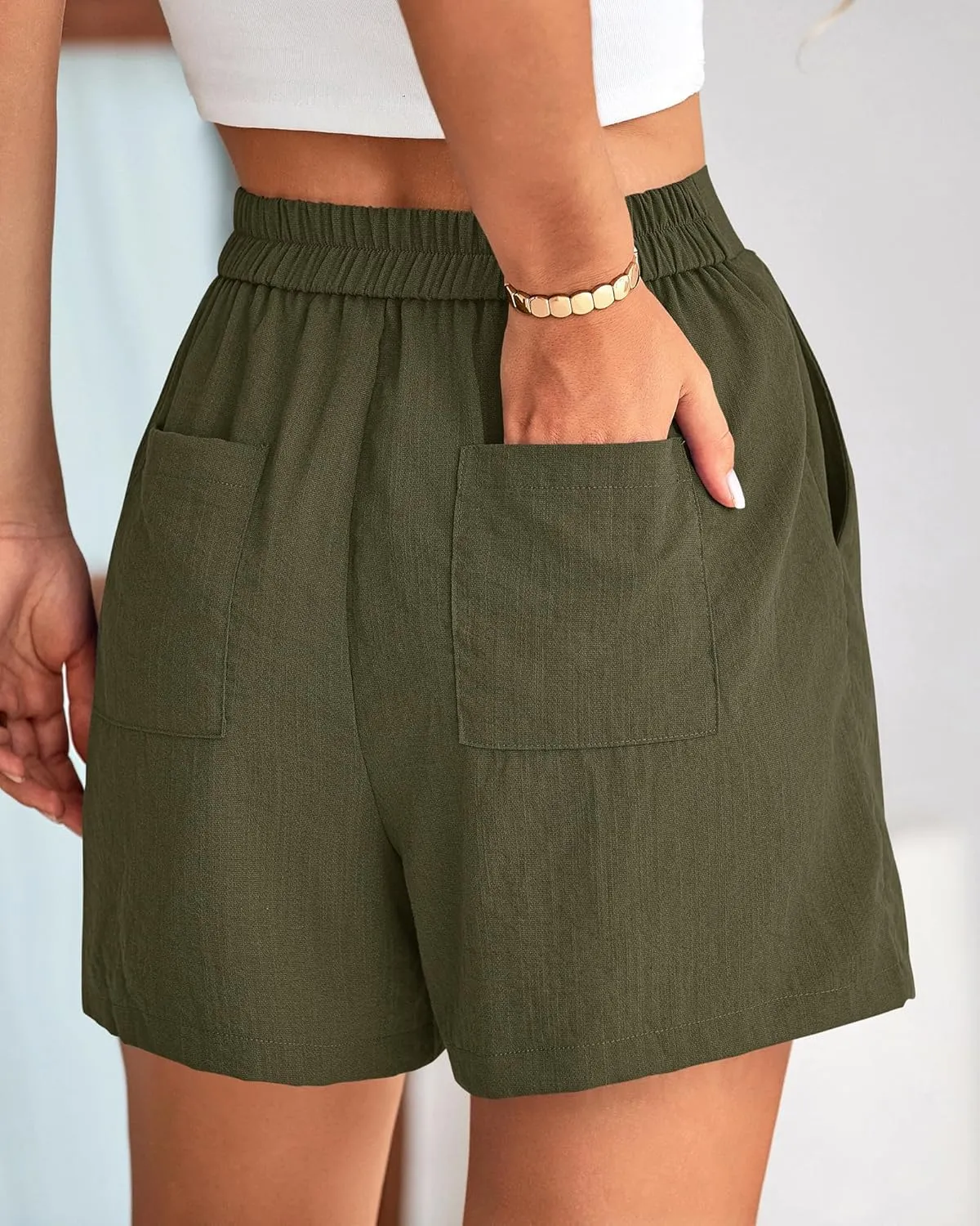 BTFBM Womens Shorts Dressy Casual Summer 2025 High Waisted Tailored Pleated Business Work Trouser Shorts with Pockets