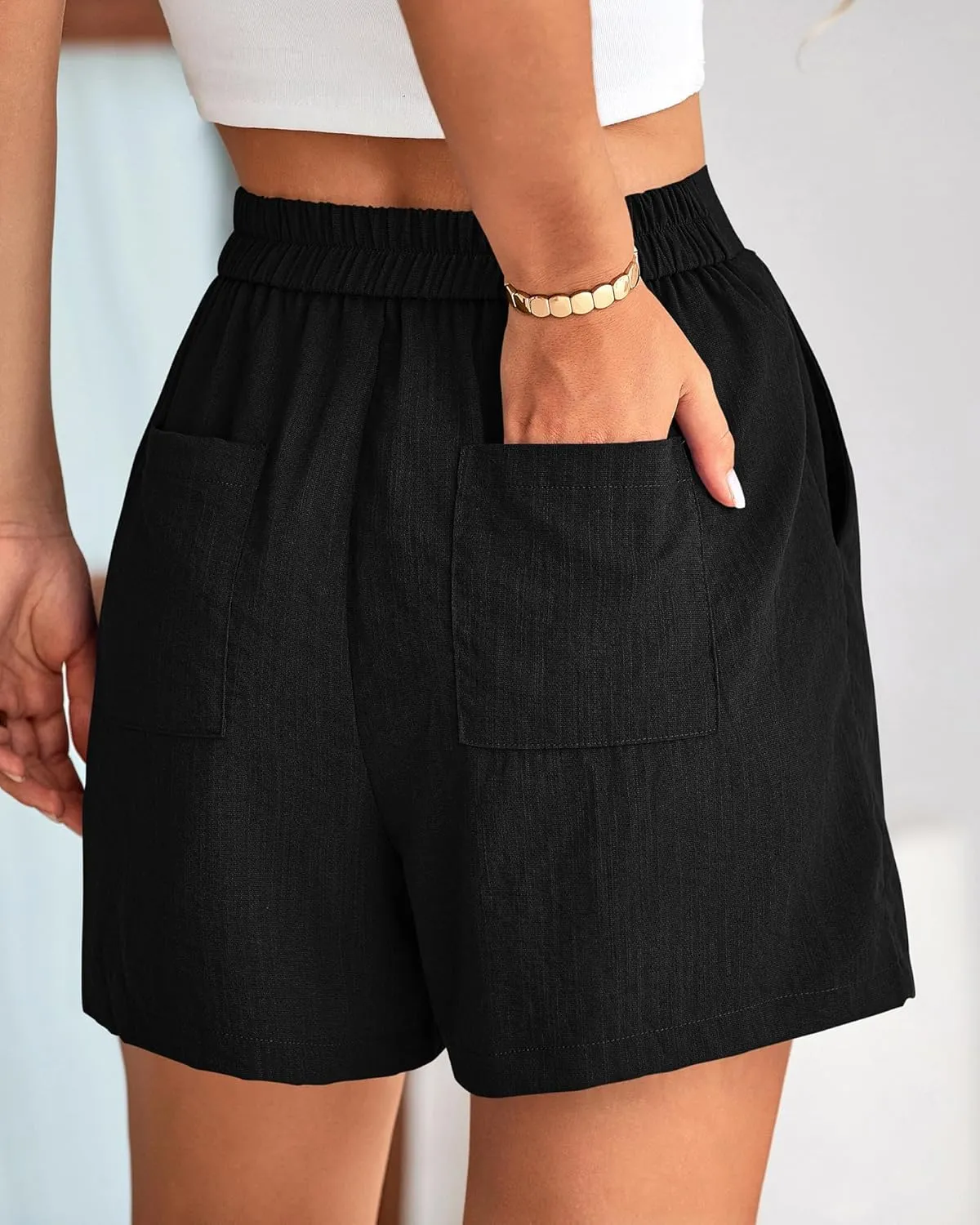 BTFBM Womens Shorts Dressy Casual Summer 2025 High Waisted Tailored Pleated Business Work Trouser Shorts with Pockets