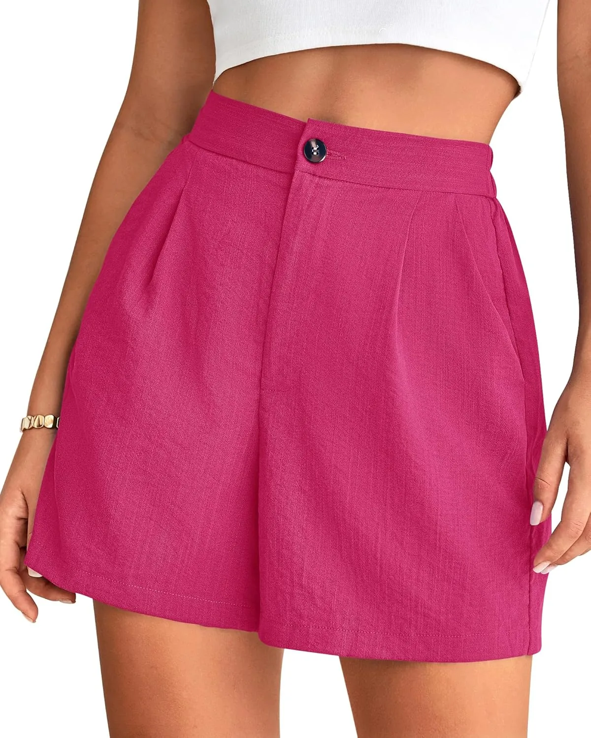 BTFBM Womens Shorts Dressy Casual Summer 2025 High Waisted Tailored Pleated Business Work Trouser Shorts with Pockets