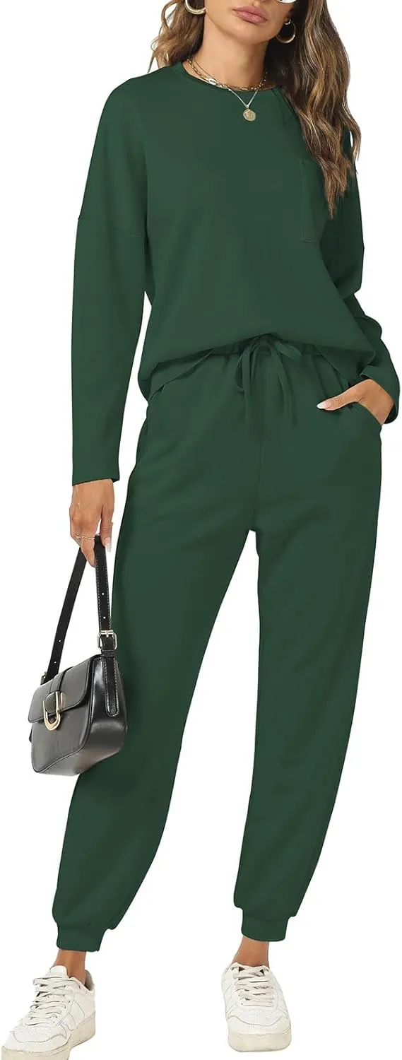 Cakulo Womens 2 Piece Lounge Sets 2024 Fall Outfits Jogger Sweat Pants Set Sweatsuits Matching Track Suits