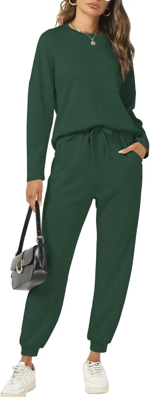 Cakulo Womens 2 Piece Lounge Sets 2024 Fall Outfits Jogger Sweat Pants Set Sweatsuits Matching Track Suits