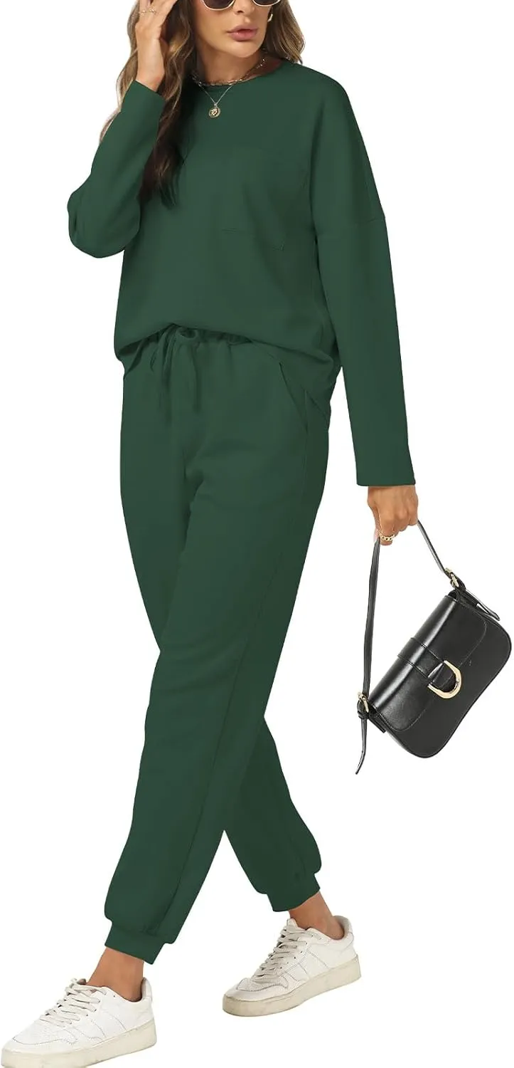 Cakulo Womens 2 Piece Lounge Sets 2024 Fall Outfits Jogger Sweat Pants Set Sweatsuits Matching Track Suits