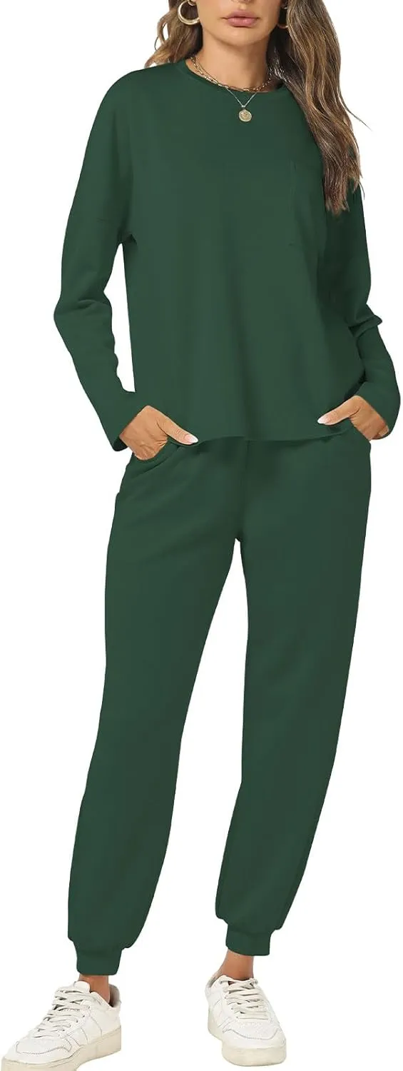 Cakulo Womens 2 Piece Lounge Sets 2024 Fall Outfits Jogger Sweat Pants Set Sweatsuits Matching Track Suits
