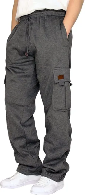 Cargo Pants For Men Mens Casual Heavyweight Cargo Fleece Sweatpants Stretch Elastic Sports Jogger Trousers Pants