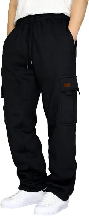 Cargo Pants For Men Men's Heavyweight Cargo Fleece Sweatpants Stretch Elastic Sports Jogger Fashion Trousers Pants