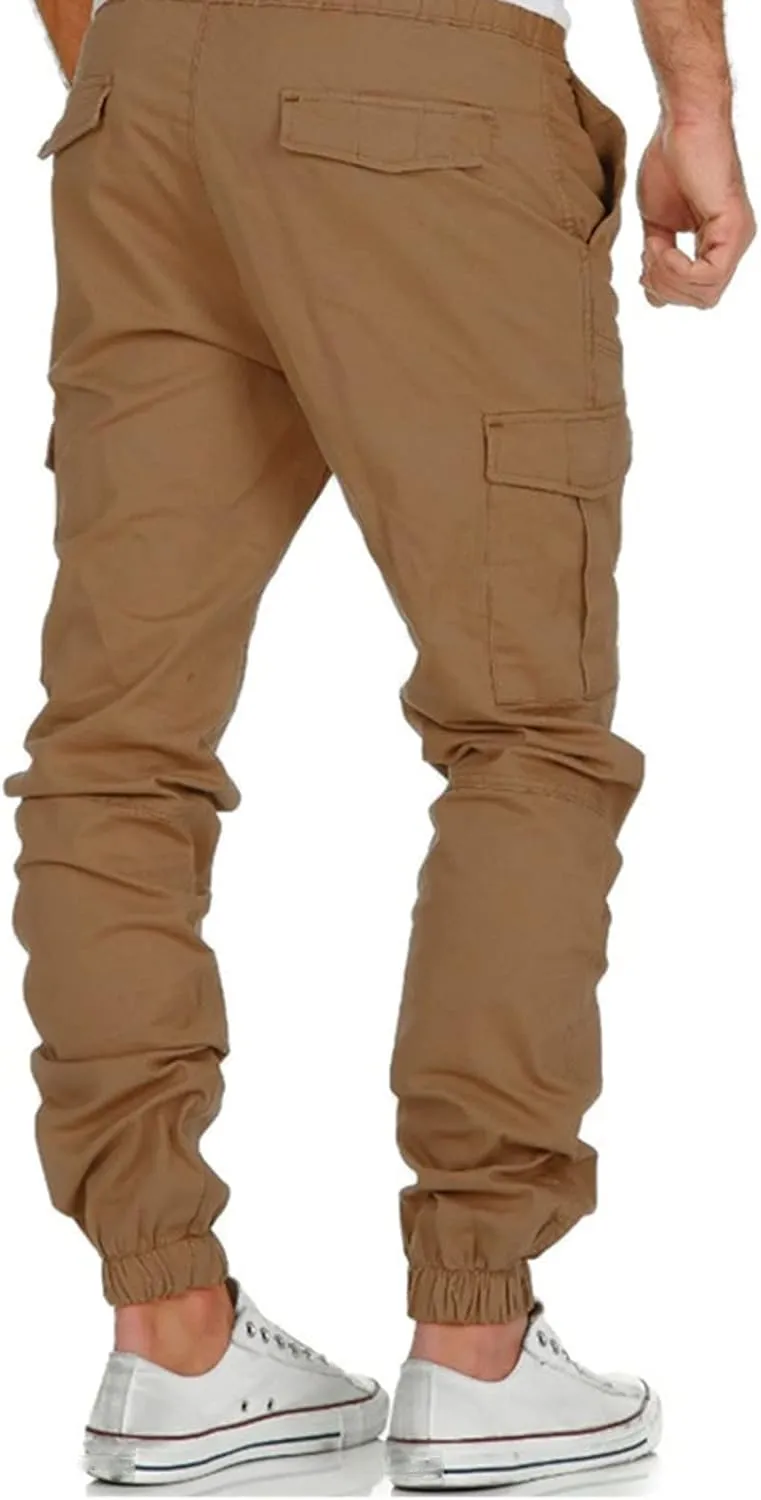 Cargo Pants for Men Slim Fit Wild Work Pants Workout Joggers Tapered Leg Sweatpants for Men with Pockets Hiking Trousers