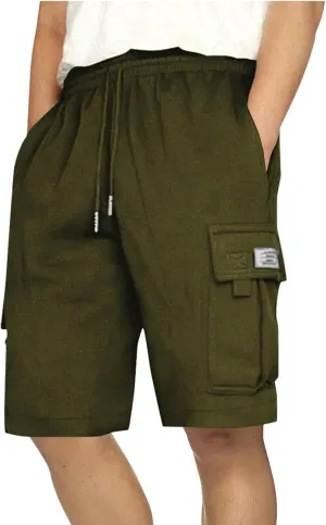 Cargo Shorts for Men Comfy Drawstring Elastic Waist Sports Sweat Shorts Lightweight Gym Workout Shorts Multi Pockets