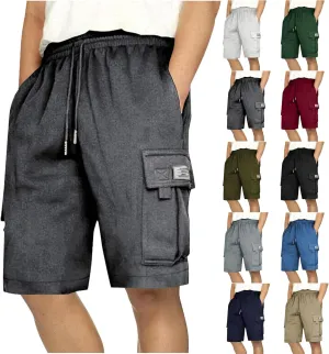 Cargo Shorts for Men Comfy Drawstring Elastic Waist Sports Sweat Shorts Lightweight Gym Workout Shorts Multi Pockets