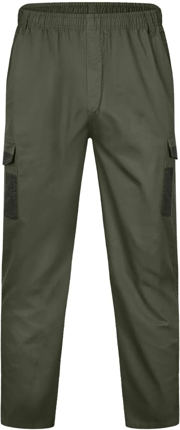Cargo Sweatpants for Men Big and Tall Trousers Work Ripstop Cargo Pants Lightweight Cotton Jogger Work Pants 6 Pocket