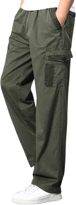 Cargo Sweatpants for Men Big and Tall Trousers Work Ripstop Cargo Pants Lightweight Cotton Jogger Work Pants 6 Pocket
