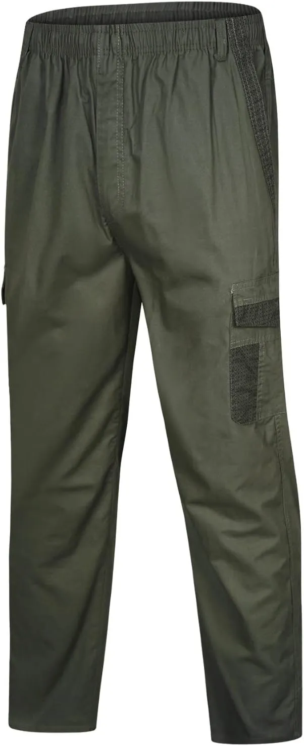 Cargo Sweatpants for Men Big and Tall Trousers Work Ripstop Cargo Pants Lightweight Cotton Jogger Work Pants 6 Pocket