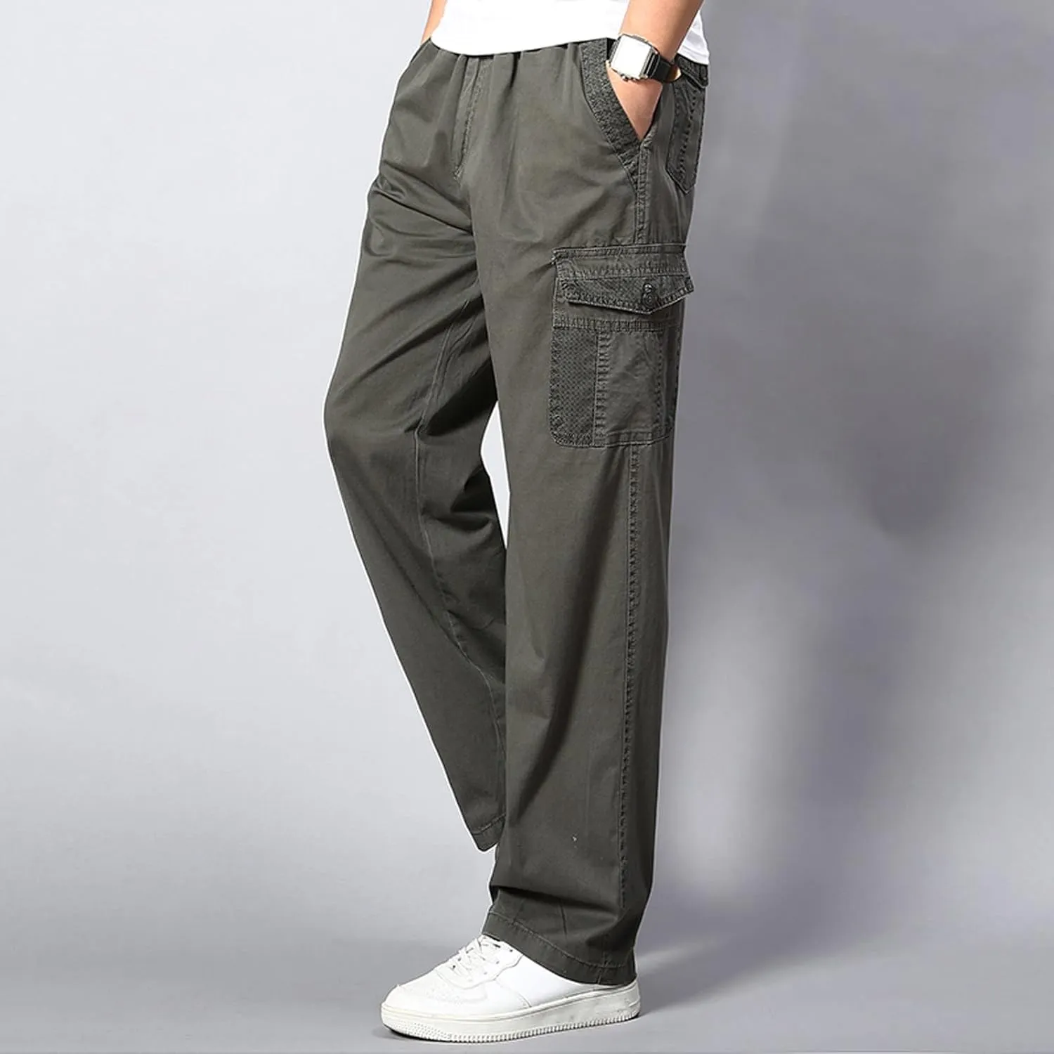Cargo Sweatpants for Men Big and Tall Trousers Work Ripstop Cargo Pants Lightweight Cotton Jogger Work Pants 6 Pocket
