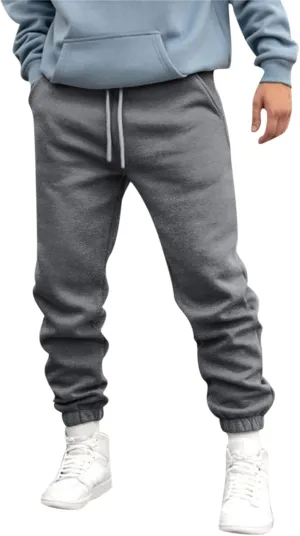 Cargo Trousers for Men Bottom Cargo Pants Elastic Waist Drawstring Baggy Joggers Mens Heavyweight Fleece Sweatpants