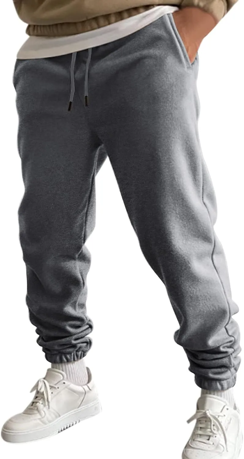 Cargo Trousers for Men Bottom Cargo Pants Elastic Waist Drawstring Baggy Joggers Mens Heavyweight Fleece Sweatpants