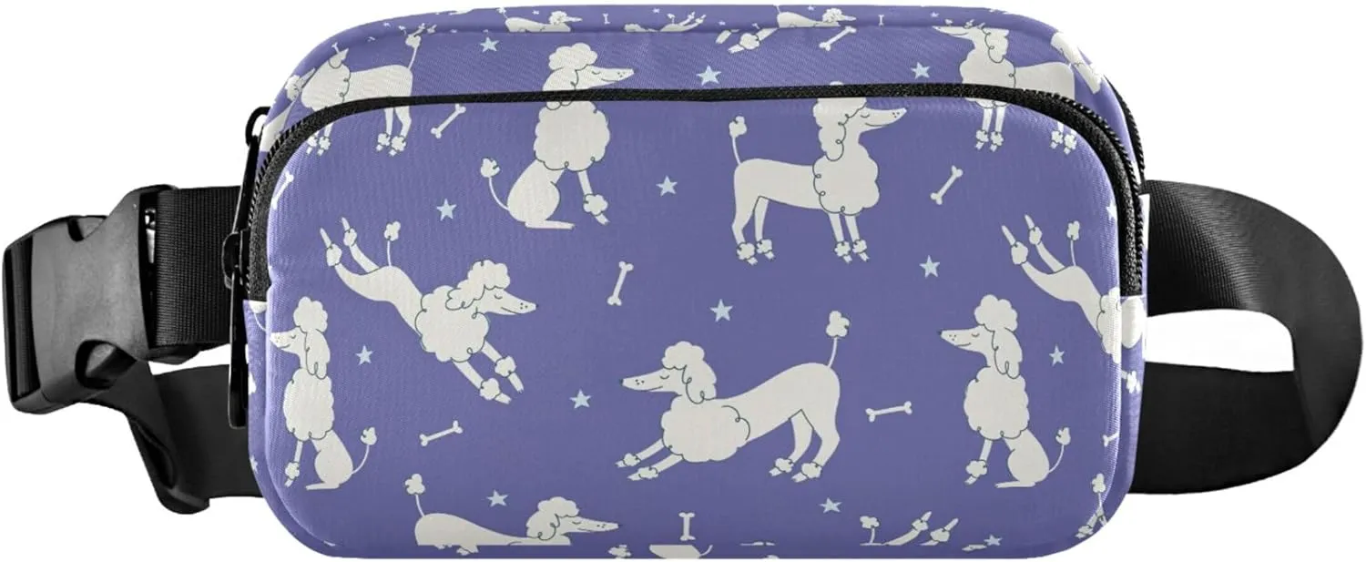 Cartoon Poodles Violet Women Fanny Pack Bright Colored Hip Pack Belt Bag Waterproof Cross Body Waist Purse