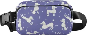 Cartoon Poodles Violet Women Fanny Pack Bright Colored Hip Pack Belt Bag Waterproof Cross Body Waist Purse