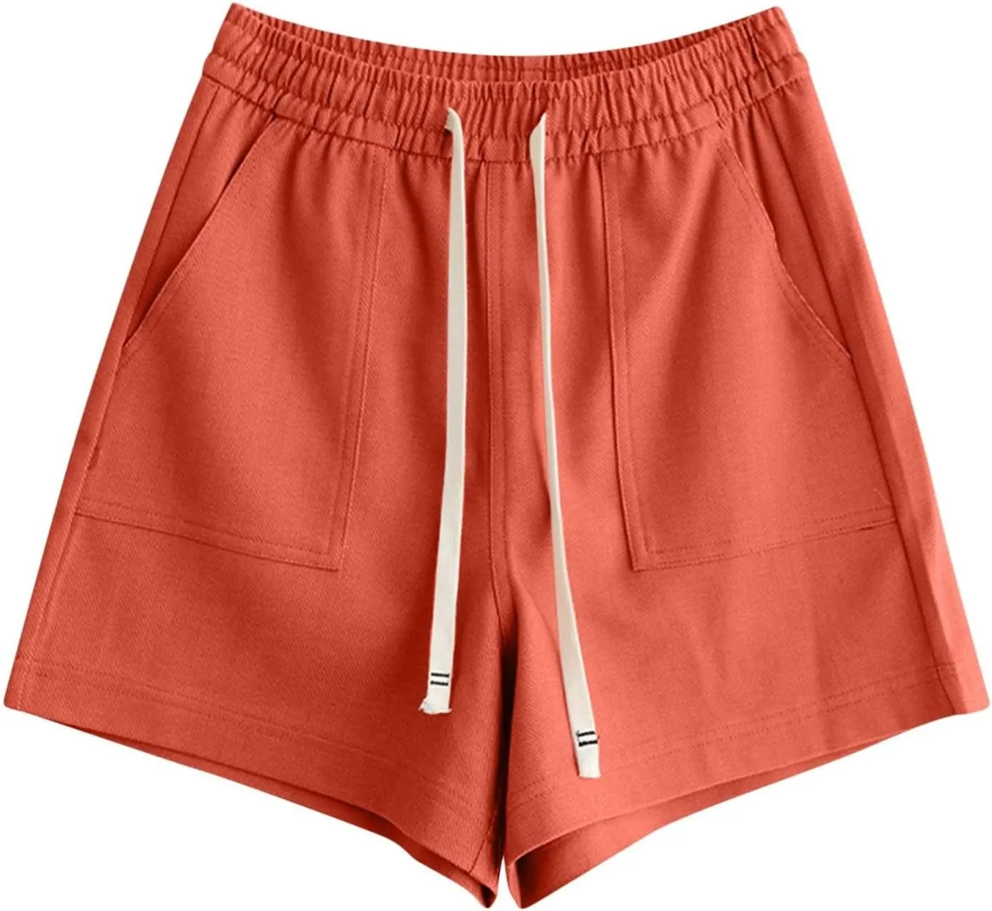 Casual Linen Shorts for Women High Elastic Waisted Shorts Summer Pull On Drawstring Short Beach Loose Fit Shorts