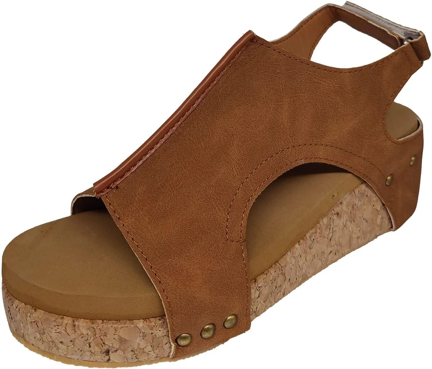 Cathalem Orthopedic Wedge Sandals for Women Platform Cork Wedges Espadrille Heel Strappy Leather Arch Support Sandals