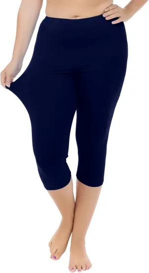 Cheapestbuy Women's Plus Size Capri Leggings Lightweight Soft Crop Leggings Basic Capris Yoga Pants