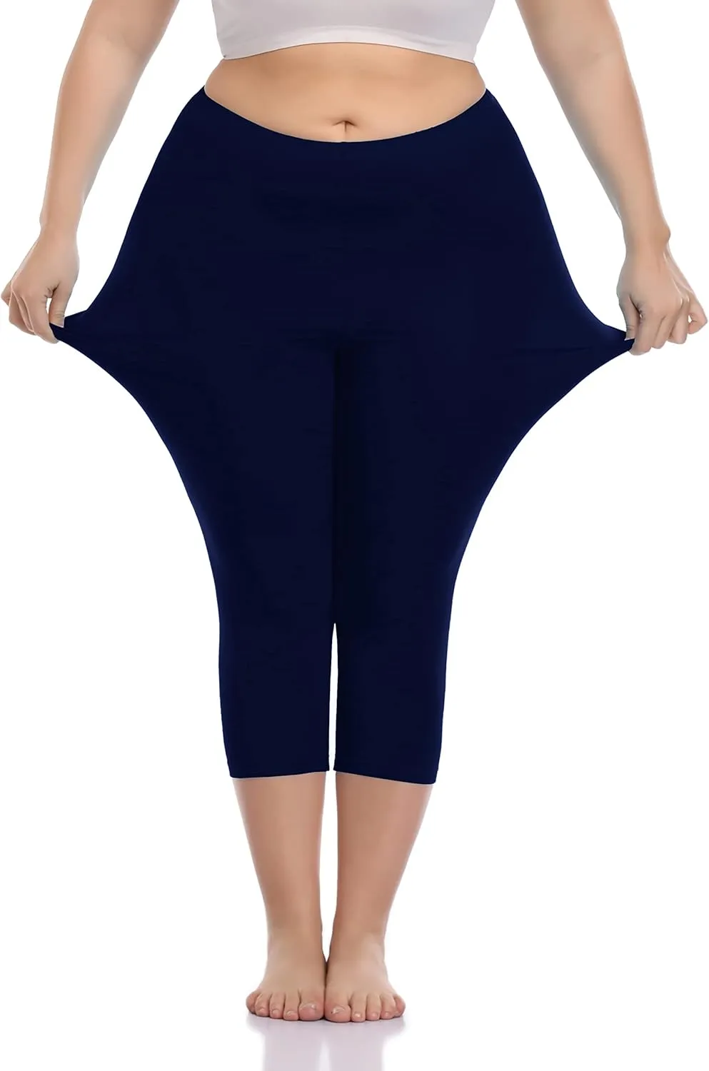 Cheapestbuy Women's Plus Size Capri Leggings Lightweight Soft Crop Leggings Basic Capris Yoga Pants