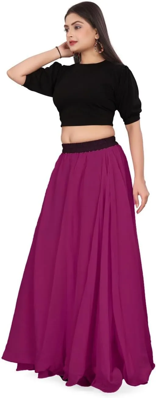 Chiffon Full Circle Belly Dance Skirt Wedding wear Maxi Chiffon Skirt for Women and Girls C12