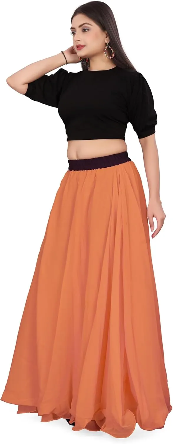 Chiffon Full Circle Belly Dance Skirt Wedding wear Maxi Chiffon Skirt for Women and Girls C12