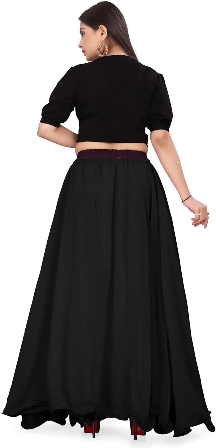 Chiffon Full Circle Belly Dance Skirt Wedding wear Maxi Chiffon Skirt for Women and Girls C12