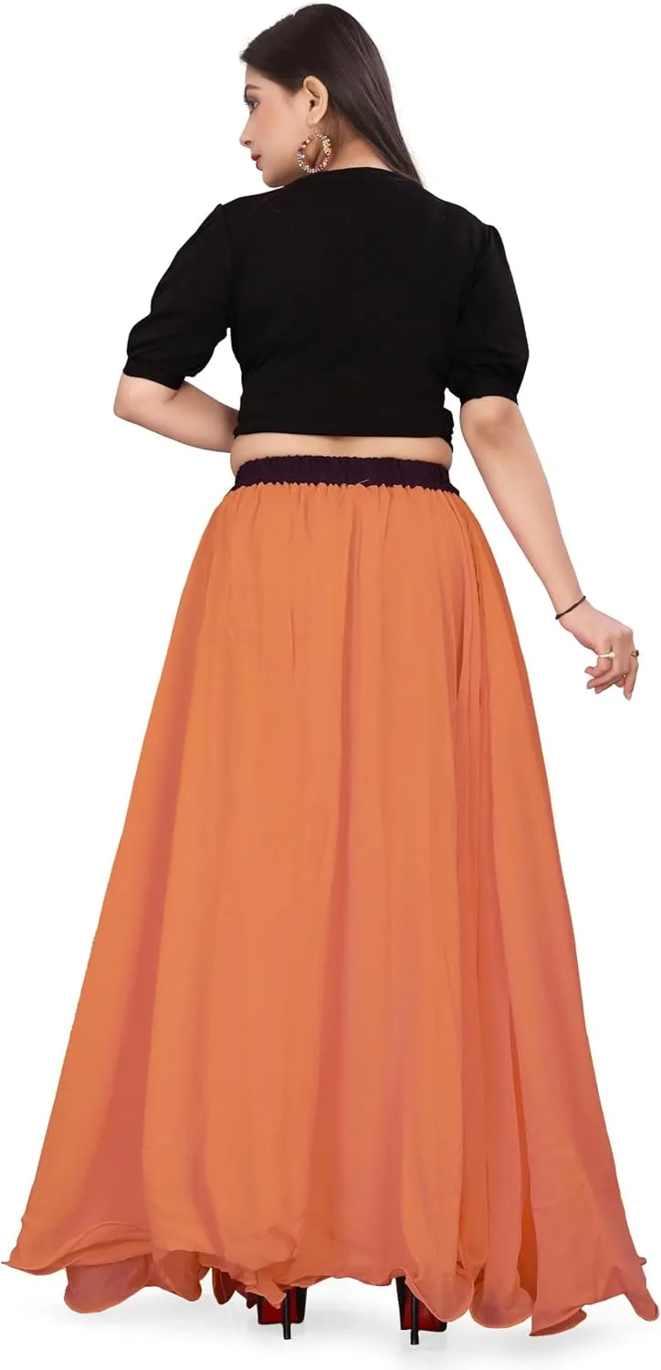 Chiffon Full Circle Belly Dance Skirt Wedding wear Maxi Chiffon Skirt for Women and Girls C12
