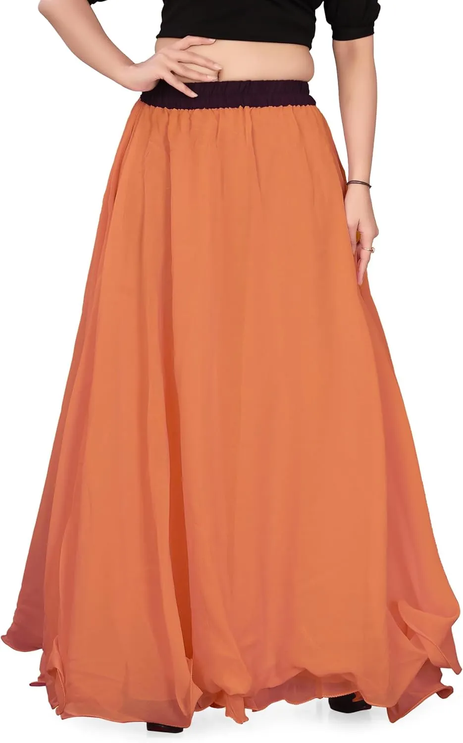 Chiffon Full Circle Belly Dance Skirt Wedding wear Maxi Chiffon Skirt for Women and Girls C12