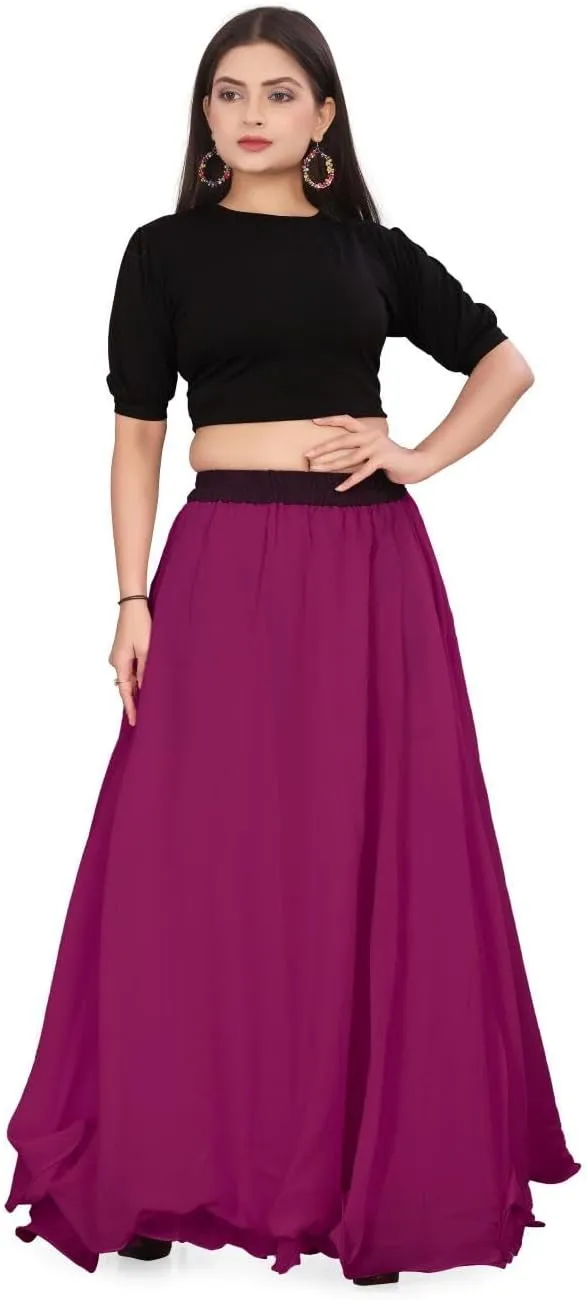 Chiffon Full Circle Belly Dance Skirt Wedding wear Maxi Chiffon Skirt for Women and Girls C12