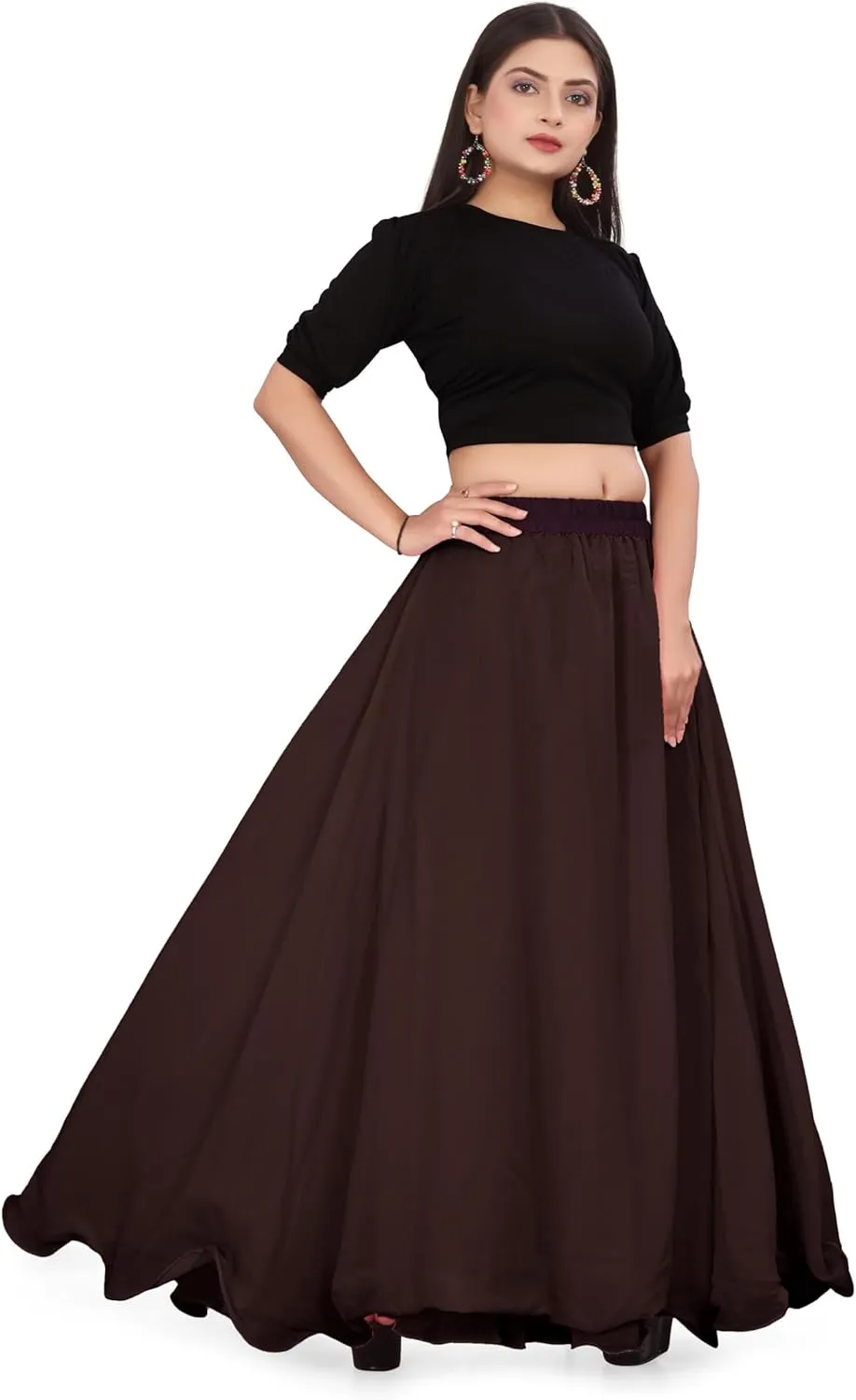Chiffon Full Circle Belly Dance Skirt Wedding wear Maxi Chiffon Skirt for Women and Girls C12