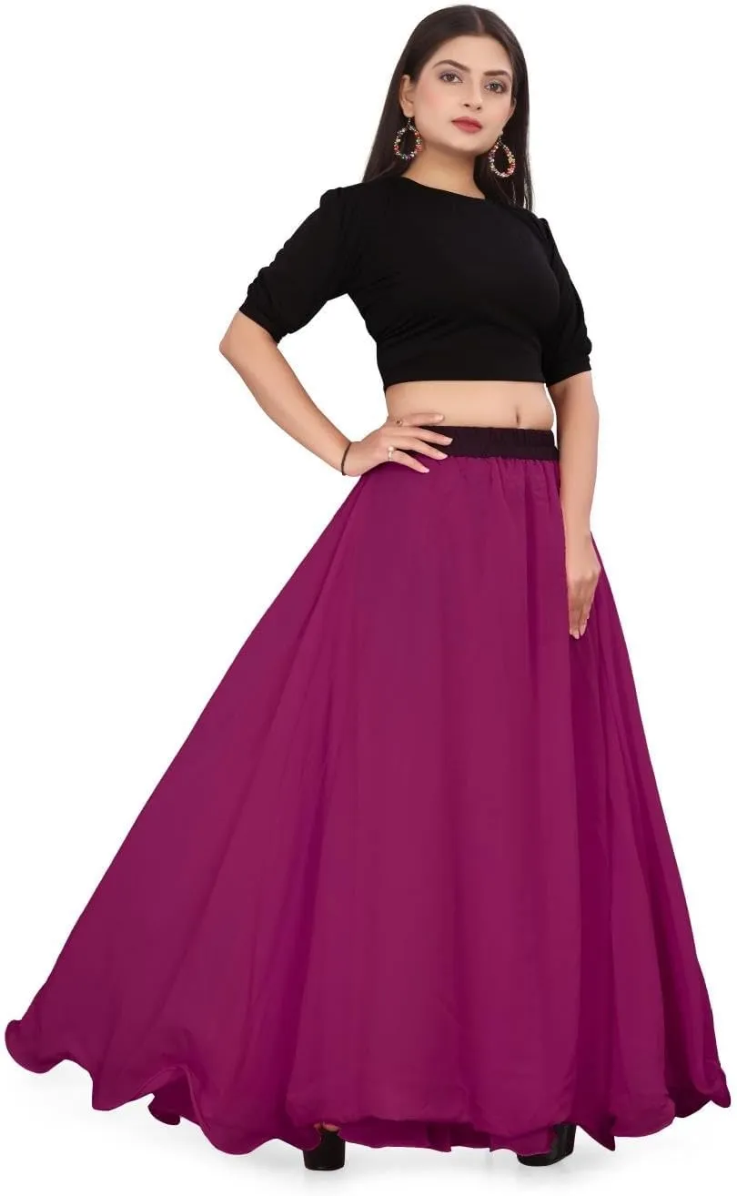 Chiffon Full Circle Belly Dance Skirt Wedding wear Maxi Chiffon Skirt for Women and Girls C12