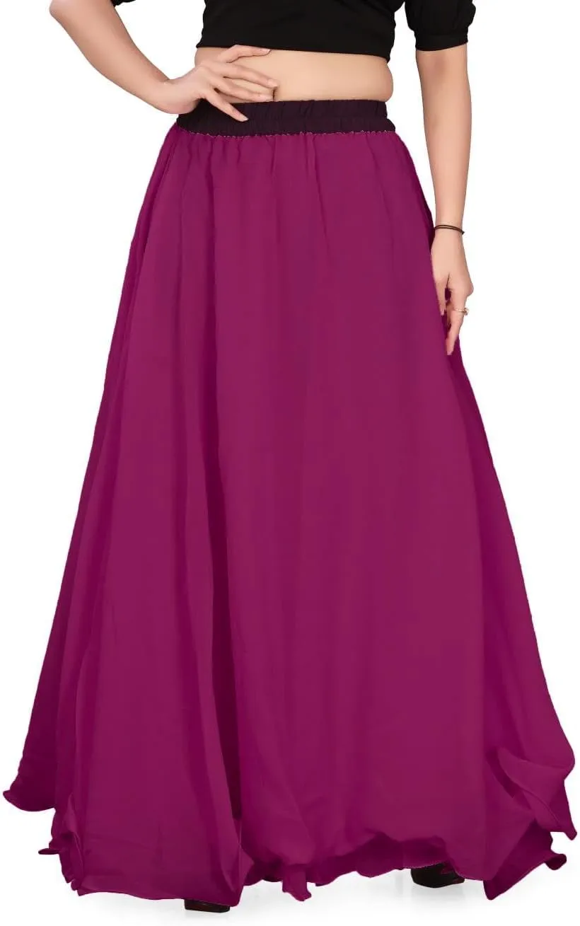 Chiffon Full Circle Belly Dance Skirt Wedding wear Maxi Chiffon Skirt for Women and Girls C12