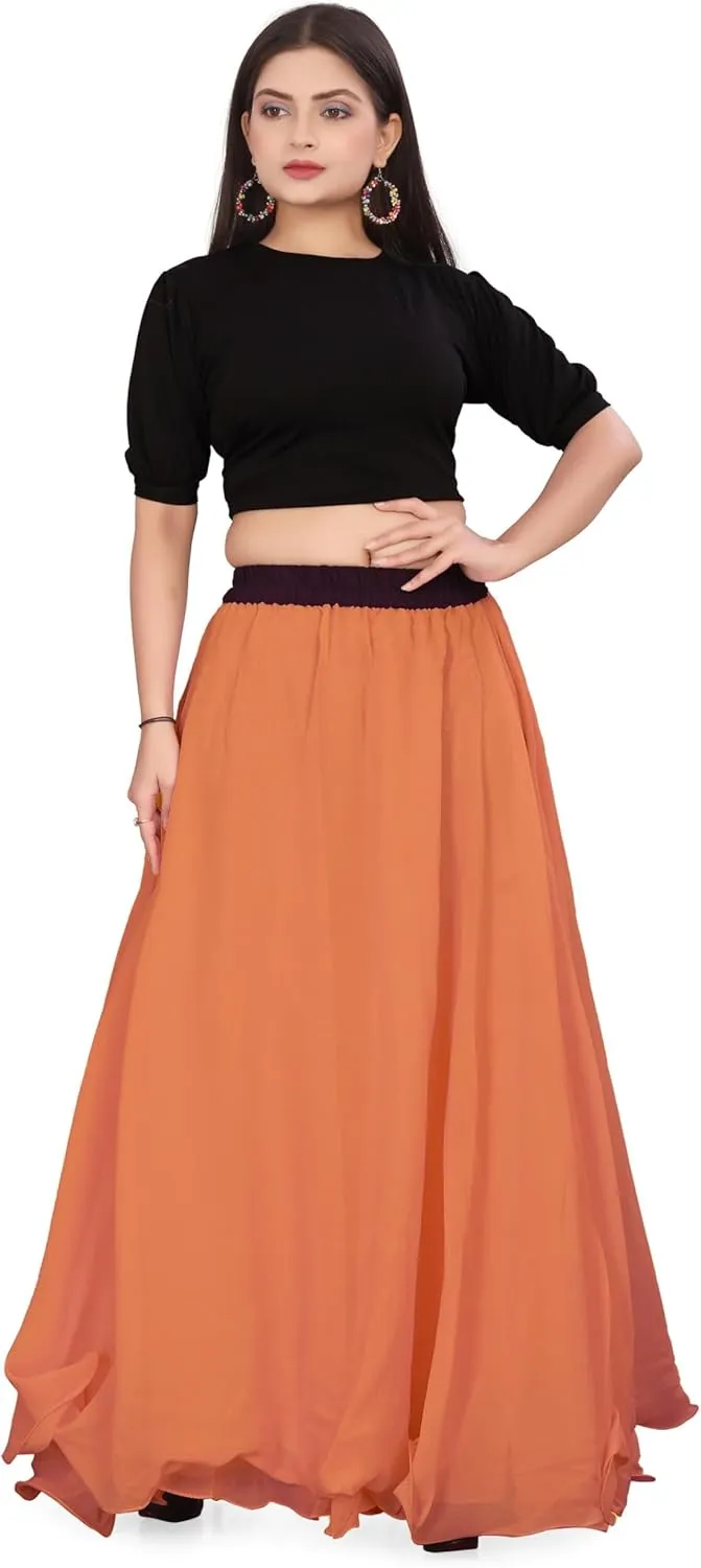 Chiffon Full Circle Belly Dance Skirt Wedding wear Maxi Chiffon Skirt for Women and Girls C12