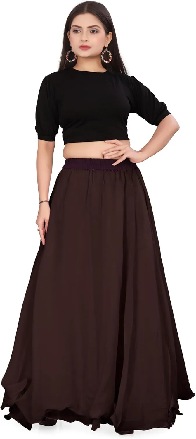 Chiffon Full Circle Belly Dance Skirt Wedding wear Maxi Chiffon Skirt for Women and Girls C12