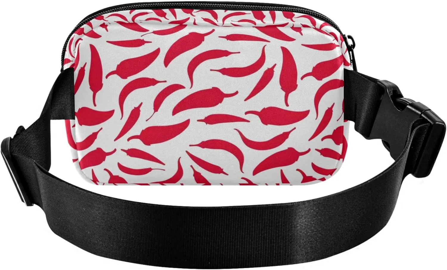 Chili Peppers Red and White Waterproof Fanny Packs for Women Hip Pack Belt Pouch Funky Travel Waist Bag