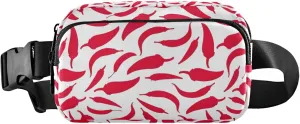 Chili Peppers Red and White Waterproof Fanny Packs for Women Hip Pack Belt Pouch Funky Travel Waist Bag