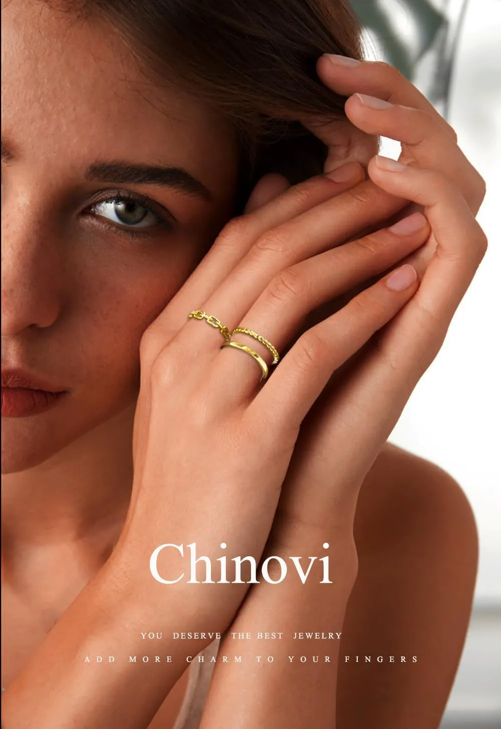 Chinovi 7Pcs Stackable Gold Rings for Women Non Tarnish Trendy Dainty 18K Gold Plated Stacking Cubic Zirconia Ring Set Pack Statement Band Rings Size 5-10
