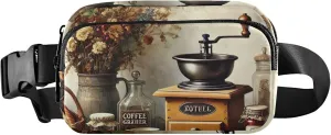 Coffee Machine Vintage Kitchen Fanny Packs for Women Waterproof Hip Pack Belt Bag Bright Color Waist Bag for Women