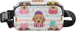 Colorful Cute Dachshund Dogs Fanny Packs for Women Hip Bag Belt Purse Waterproof Funky Cross Body Waist Pack