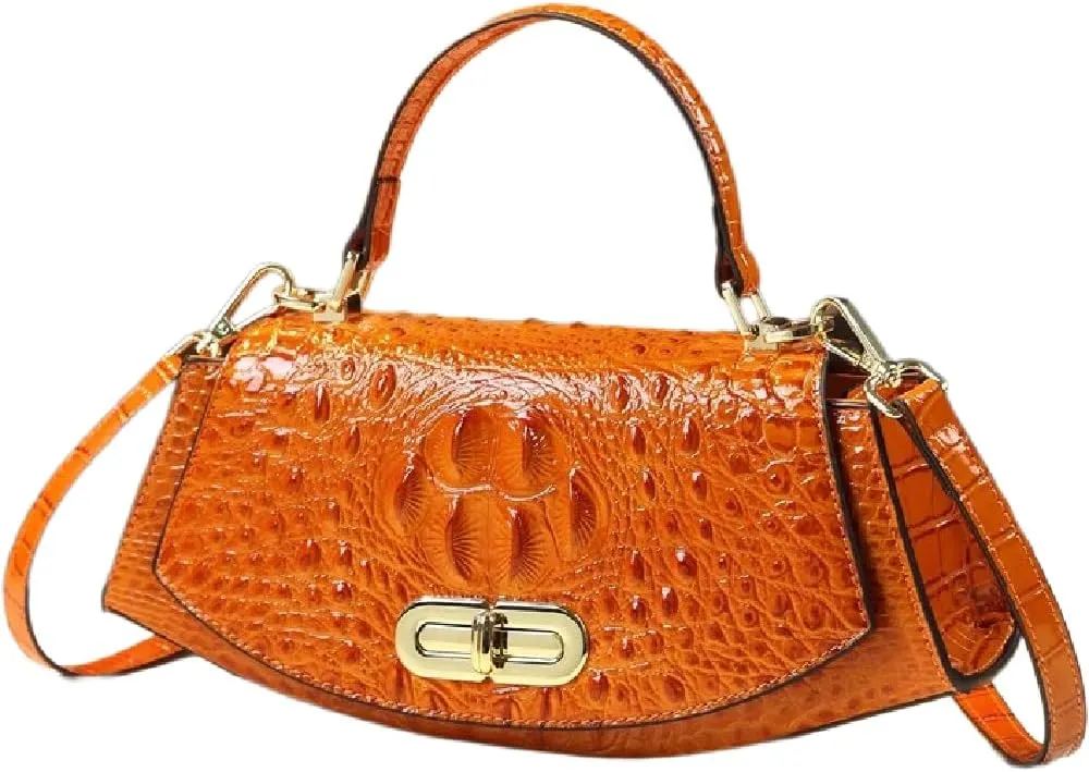 Crocodile Pattern Leather Women's Bag Small Design Saddle Purse Top Handle Satchel Crossbody Handbag Shoulder Messenger Bags