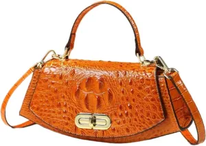 Crocodile Pattern Leather Women's Bag Small Design Saddle Purse Top Handle Satchel Crossbody Handbag Shoulder Messenger Bags