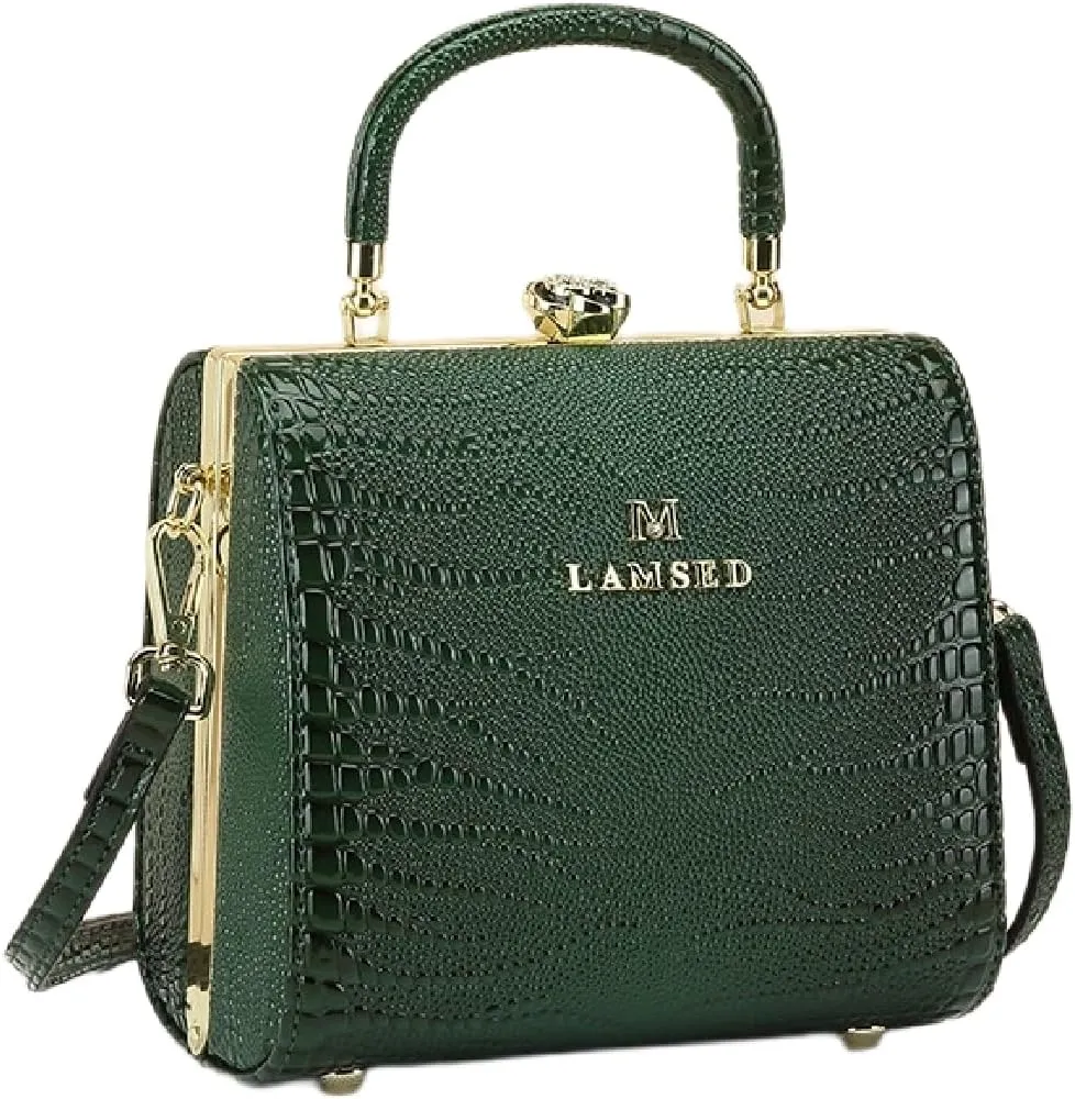 Crocodile Pattern Leather Women's Bag Top Handle Satchel Handbags Evening Bag Purses Small Hard Box Shoulder Messenger Bags