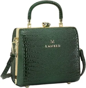 Crocodile Pattern Leather Women's Bag Top Handle Satchel Handbags Evening Bag Purses Small Hard Box Shoulder Messenger Bags